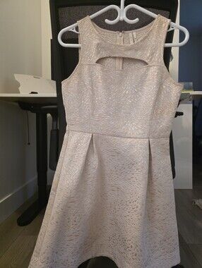 Frenchi Gold Metallic Jacquard Fit & Flare Cutout Dress Size 5